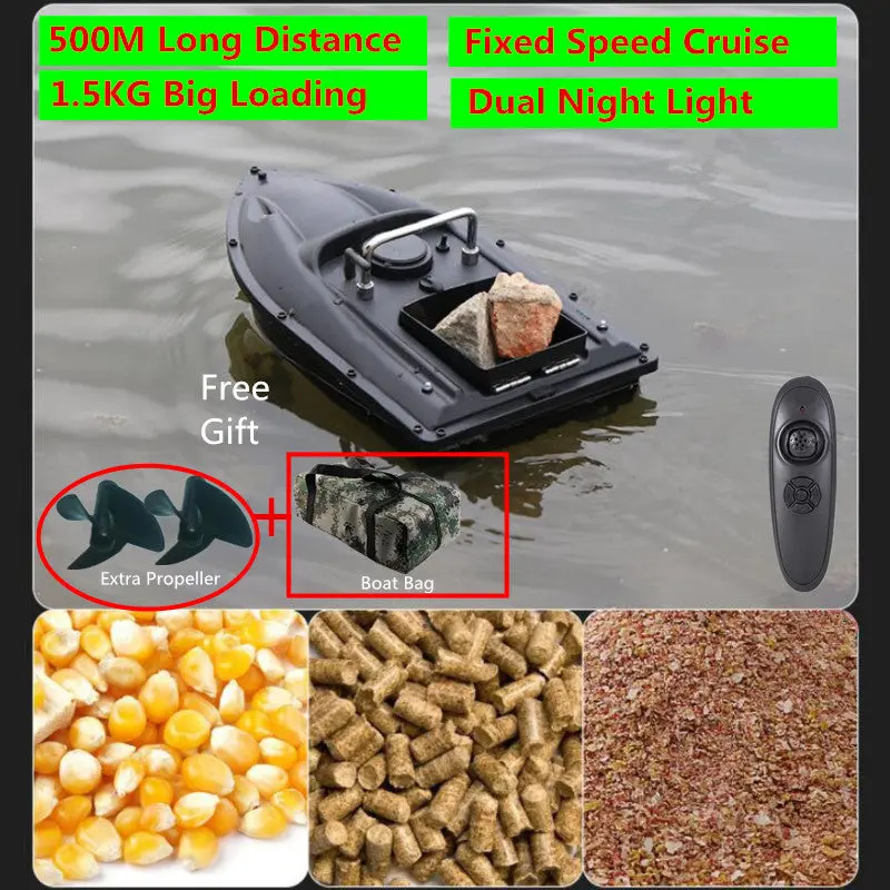 Intelligent Upgraded Double Motors Radio Remote Control Fish Finder Rc Bait Boat 500M One Key Fixed Speed Cruise Rc Fishing Boat 1