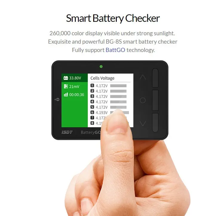 Isdt Battgo Bg-8S Smart Battery Checker Balancer Receiver Signal Tester Quick Charge Function 1
