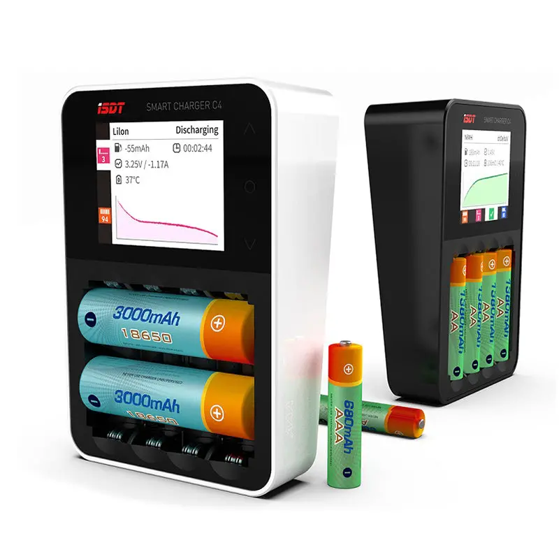 Isdt C4 8A Touch Screen Smart Battery Charger With Usb Output For 18650 26650 Aa Aaa Battery 1