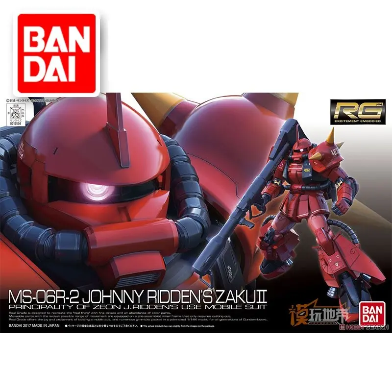 Japaness Bandai Original Gundam Model Rg 1/144 Ms-06R-2 Johnny Ridden's Zaku Ii Model Robot Unchained Mobile Suit Kids Toys 1