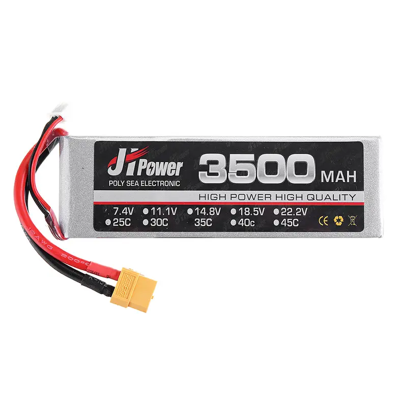 Jh Lipo Rc Car Battery 3500Mah 2S 35C 7.4V T/Xt60 Plug For 1/10 Rc Model 15.6*43*138Mm 1