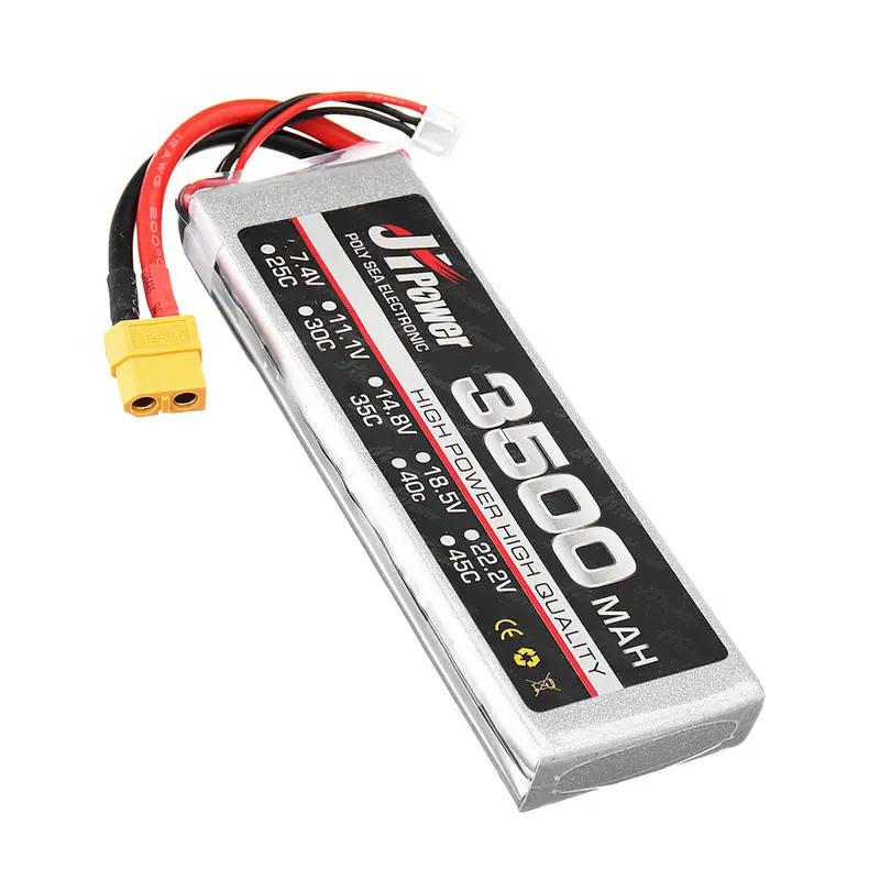 Jh Lipo Rc Car Battery 3500Mah 2S 35C 7.4V T/Xt60 Plug For 1/10 Rc Model 15.6*43*138Mm 2