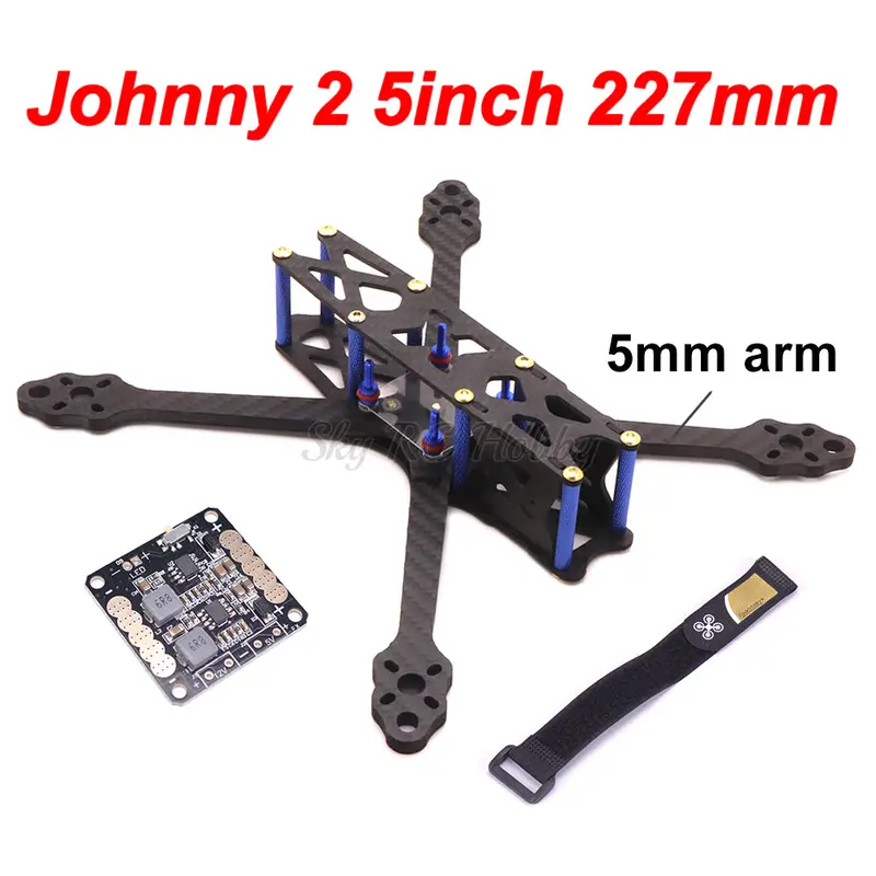 Johnny 2 5Inch X5 227 Wheelbase 227Mm Pure Carbon Fiber Fpv Quadcopter Frame With 5Mm Arm / 5V 12V Pdb For Rc Racing Drone 220Mm 1