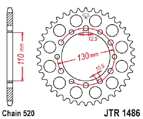 Jtr1486.44 Kawasaki  44T Rear Sprocket 1