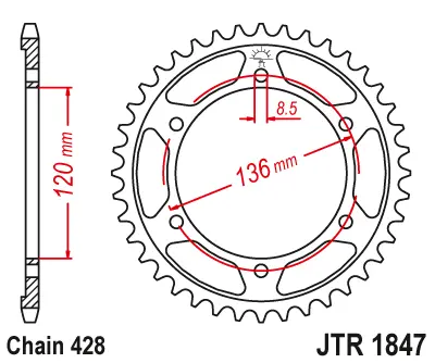 Jtr1847.48 Yamaha Xt250; 48T Rear Sprocket 2