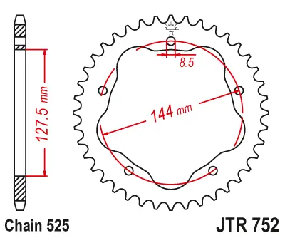Jtr752.36 Ducati 916, 996, 998; 36 Teeth Rear Sprocket 1