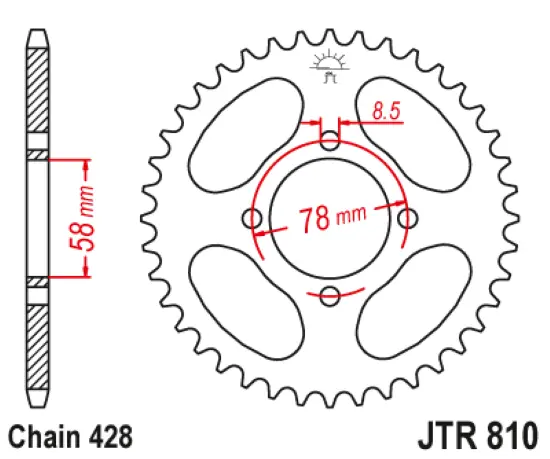 Jtr810.47 Hmz, Hyosung, Kawasaki, Suzuki; 47T Rear Sprocket 2