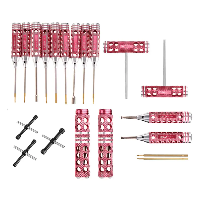 Kds Kylin Kl-2212001 1.5/2.0/2.5/3.0/4.0Mm Hex/Flat Head/Phillips/Sleeve/T-Style Screwdriver Reamer Tool Set For Rc Model 1