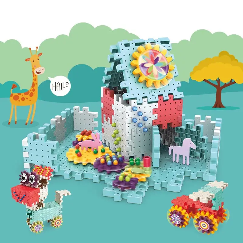 Kids Plastic 3D Gears Building Blocks Kits Diy Bricks Assembly Educational Toys For Development Creative Toy For Boys Girls 1