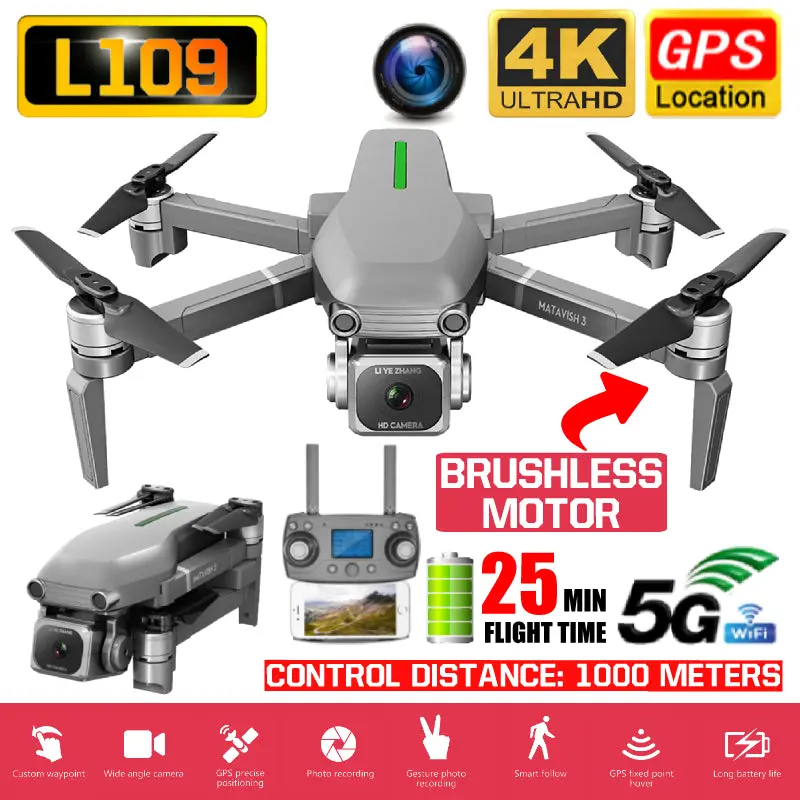 L109 Gps Drone 4K Camera X50 Zoom 5G Wifi 1Km Distance 25 Minutes Quadcopter Rc Helicopter Professional Selfie Drone Xmas Boy 1