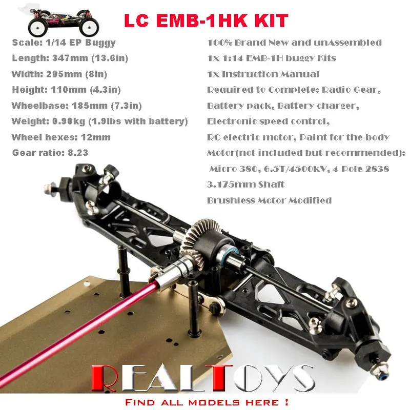 Lc Racing 1:14 Off Road 4Wd Rc Car Buggy Chassis Kit Unassembled #Emb-1Hk 1