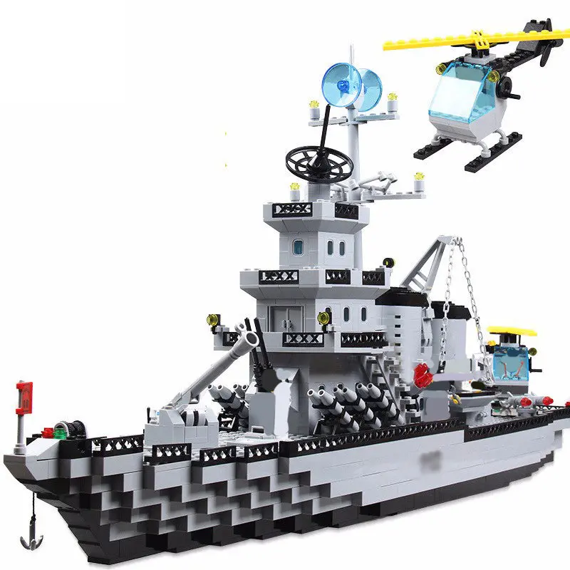 Legoing Military Army Battle Building Block Compatible Cruisers Ship Helicopters Warship Battleship Enlighten Brick Toy For Chil 1
