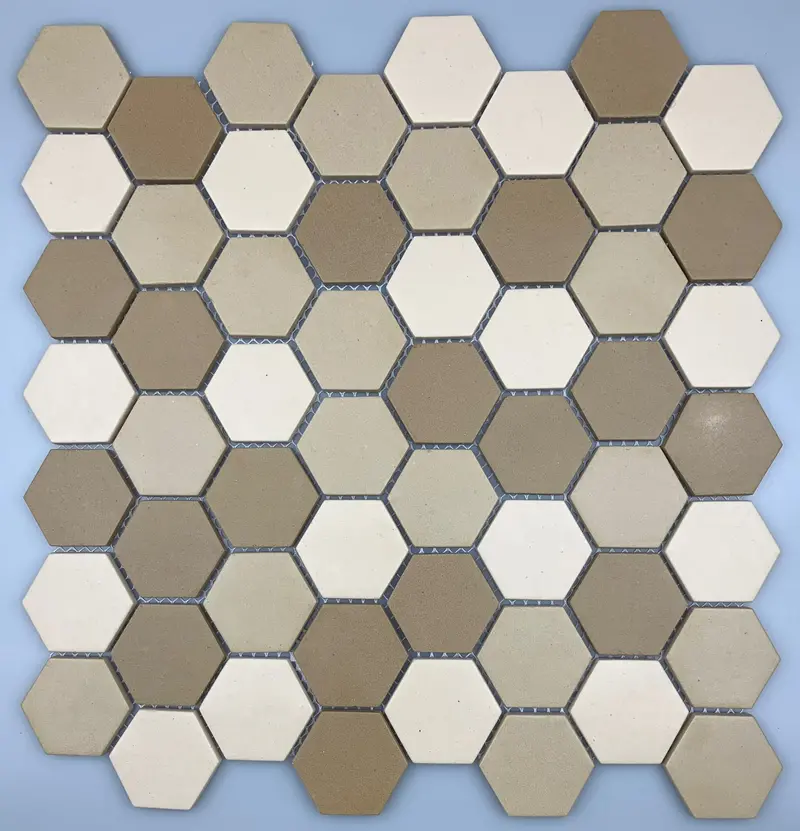 Light Beige Blend Mosaic Glass Tile 12"X12" 1