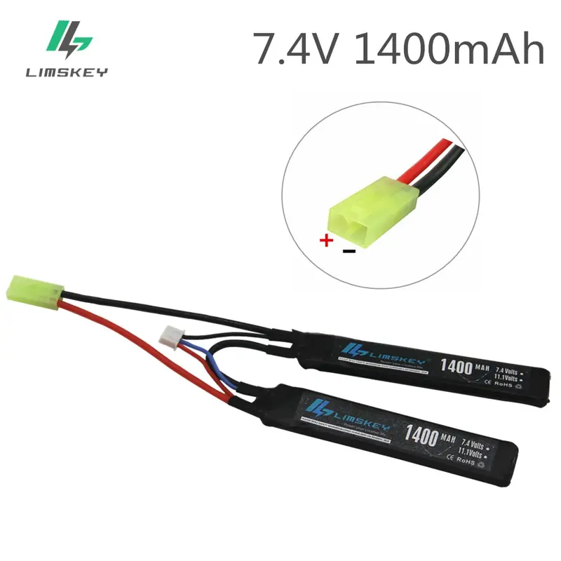 Limksey Lipo 2S Battery 7.4V 1400Mah 30C Max 60 W Mini Tamiya Plug Airsoft Gun Model For Remote Control Toys Bb Gun 1