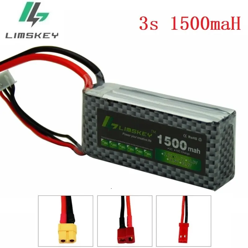 Limskey Power 3S 11.1V 1500Mah T/Xt60 Remote Control Model Aircraft Battery Manufacturers Lithium Polymer 3S Li-Po 11.1V Battery 1