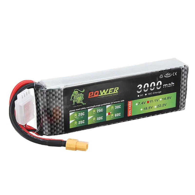 Lion Power 11.1V 3000Mah 60C 3S Lipo Battery Xt60 Plug For Rc Fpv Drone 1