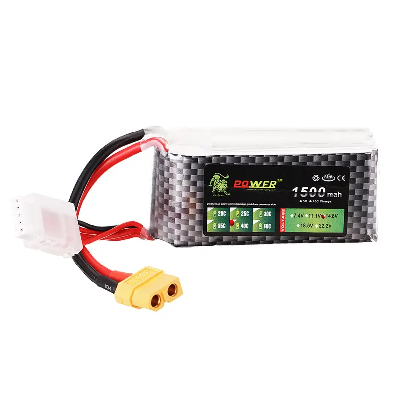 Lion Power 14.8V 1500Mah 40C 4S Lipo Battery Xt60 Plug For Fpv Racing Drone 1
