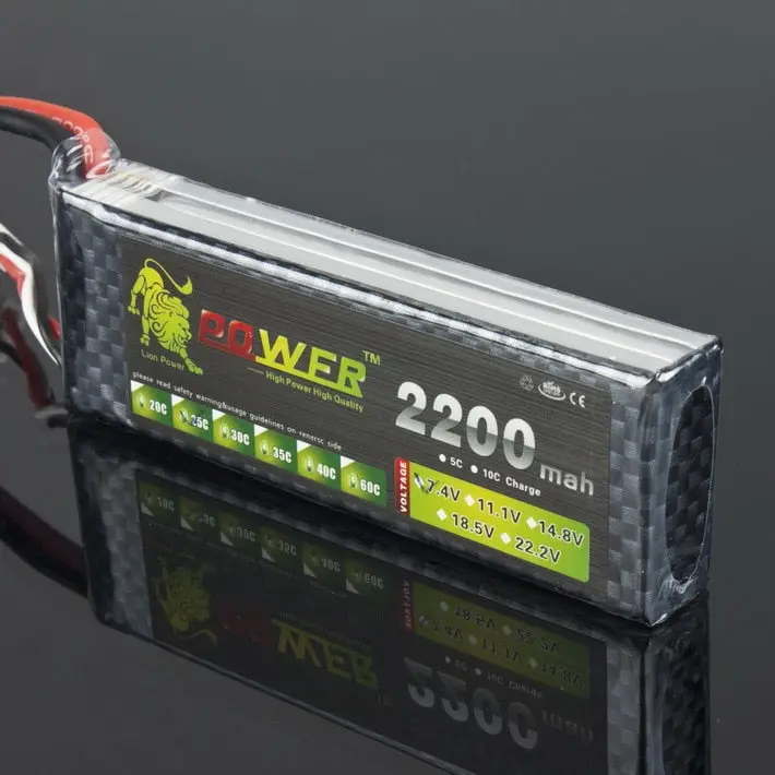 Lion Power 2S Lipo Battery 7.4V 2200Mah 25C Max 40C Jst / T / Xt60 Plug For Rc Qudcopter Helicopter Airplane Car 1/16 Revo Toy 1