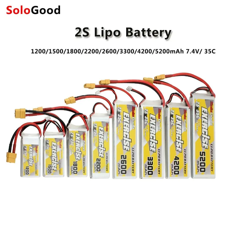 Lipo 2S Battery 7.4V 1200Mah 1500Mah 1800Mah 2200Mah 25C 2600Mah 3000Mah 4200Mah 5200Mah 35C Lipo Battery With Xt60 Plug 1