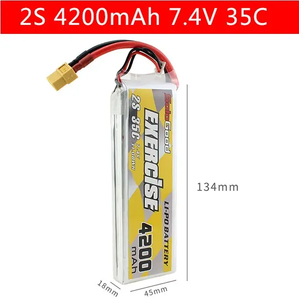 Lipo 2S Battery 7.4V 1200Mah 1500Mah 1800Mah 2200Mah 25C 2600Mah 3000Mah 4200Mah 5200Mah 35C Lipo Battery With Xt60 Plug 7