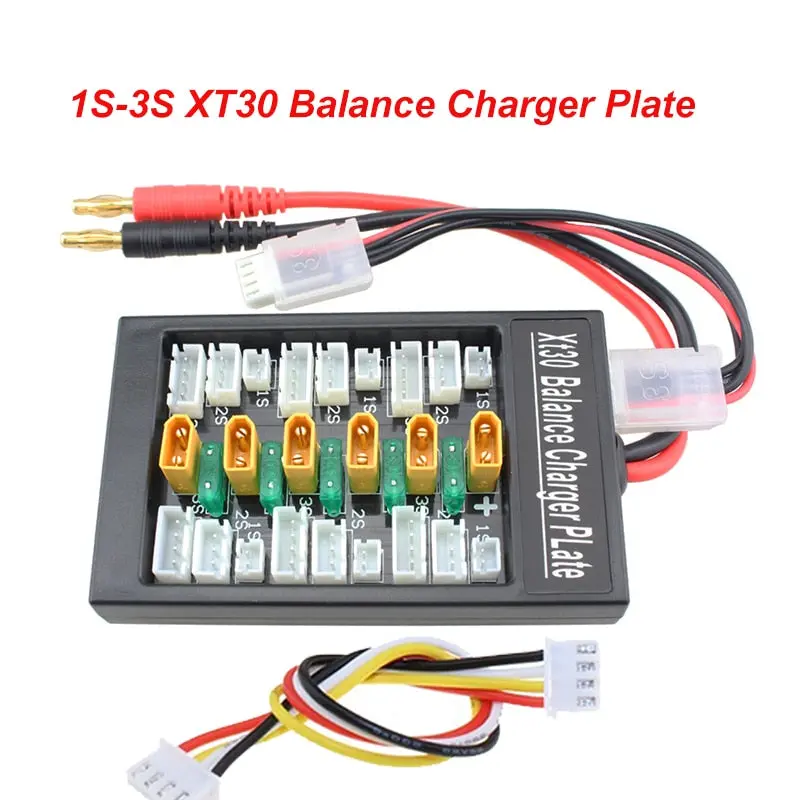 Lipo Charger Adaptor Board Plate 1S-3S Xt30 Plug Parallel For 1S 2S 3S Lipo Batteries Compatible With 6Pcs Xt30 To Jst Cable 1