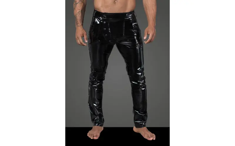 Long Elastic Pvc Pants - Black. 1
