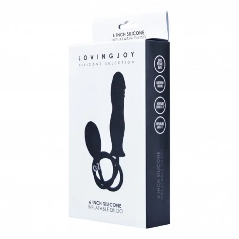 Loving Joy Black 6 Inch Silicone Inflatable Dildo. 1