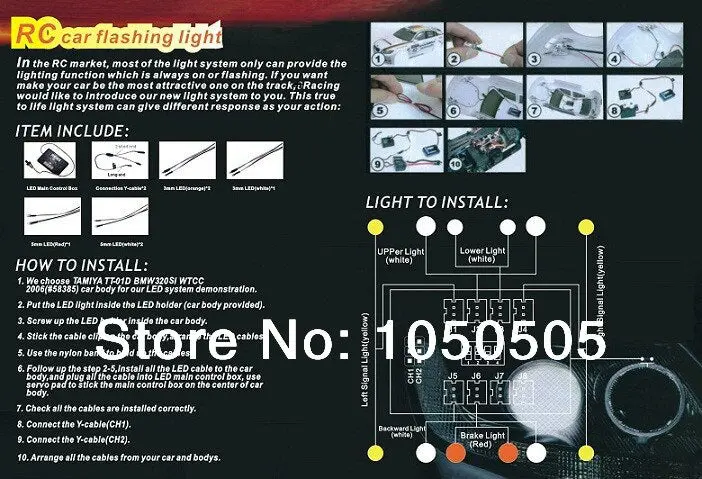 Low Price! 3Racing 12 Led Multi-Color Flashing Light System For Rc Car Kit. Wholesale - Free Shiping!! 2