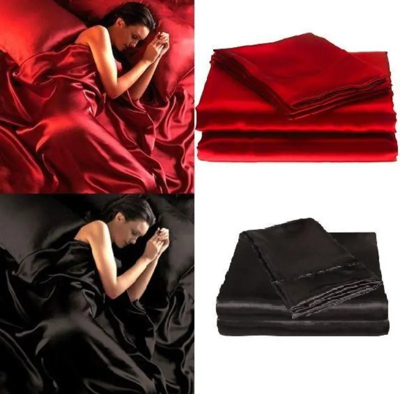 Luxury Satin Silk Soft Linen Bed Sheet Set. 1