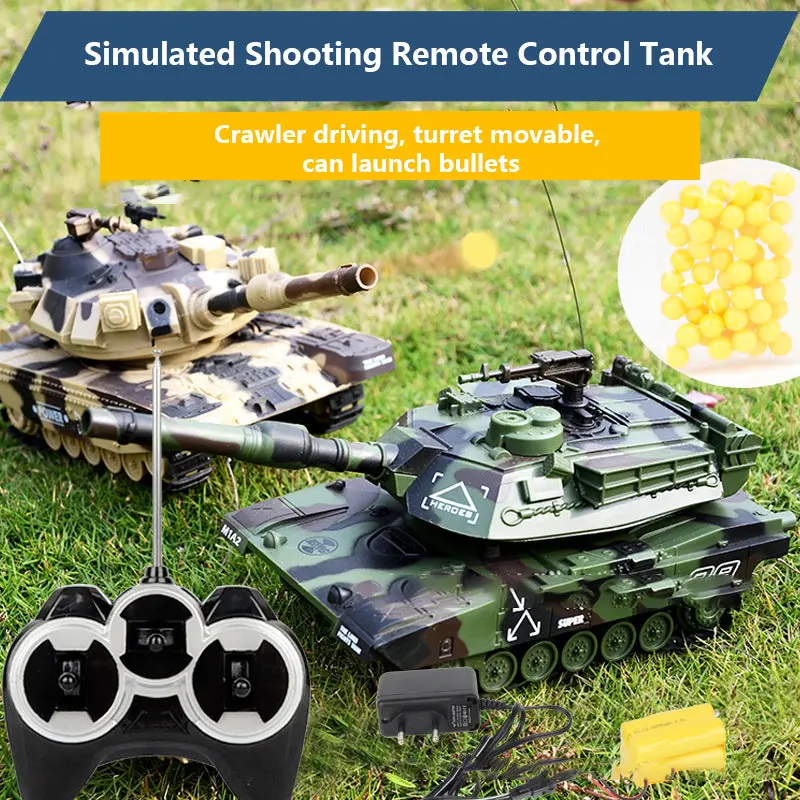 M1a2 Wireless Remote Control Tank Can Launch Bullets To Battle Charged Tracked Off-Road Vehicle Boys And Children's Toys Gif 1