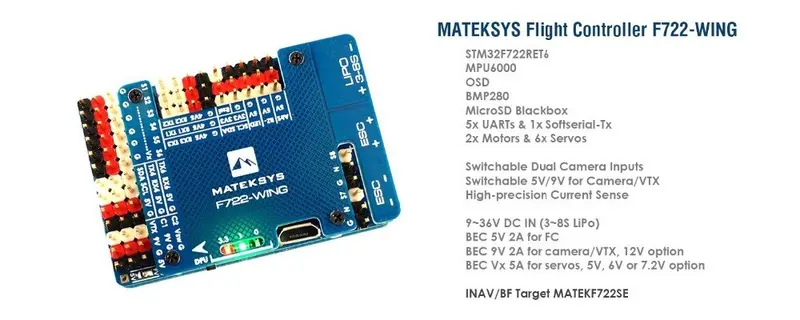 Matek Systems Mateksys F722-Wing Flight Controller F722 Wing Fc With Pdb Support 3~6S Fly Wing Fixed Wing 1