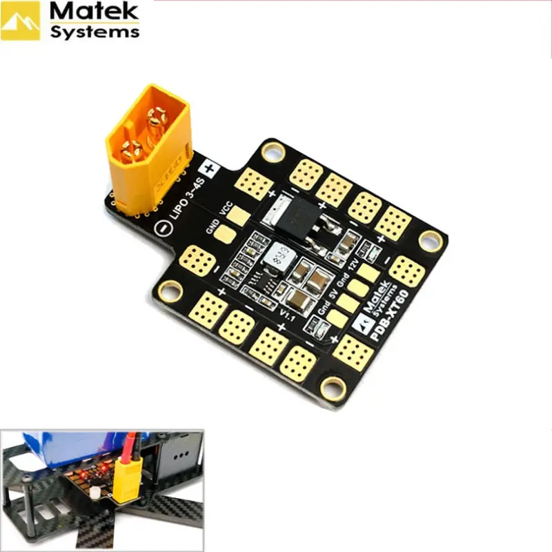 Matek Systems Pdb Xt60 W/ Bec 5V & 12V 2Oz Copper For Rc Helicopter Fpv Quadcopter Muliticopter Drone Power Distribution Board 1