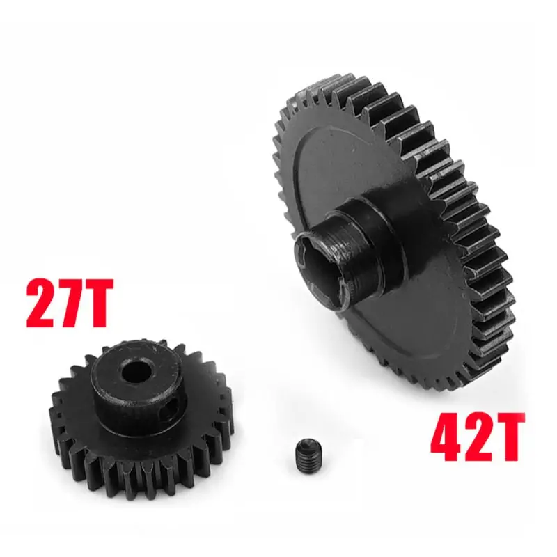 Metal Diff Main Gear 42T + Motor Gear 27T For 1/18 Wltoys A959-B A969-B A979-B K929-B Rc Car Upgrade Parts 1