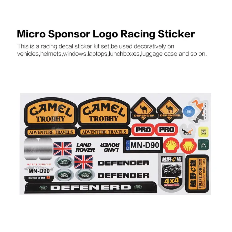 Micro Sponsor Logo Racing Sticker Sheet Universal For Wpl & Mn Rc Car Crawler Sticker Parts Rc Car Model Toy Parts Durability 1