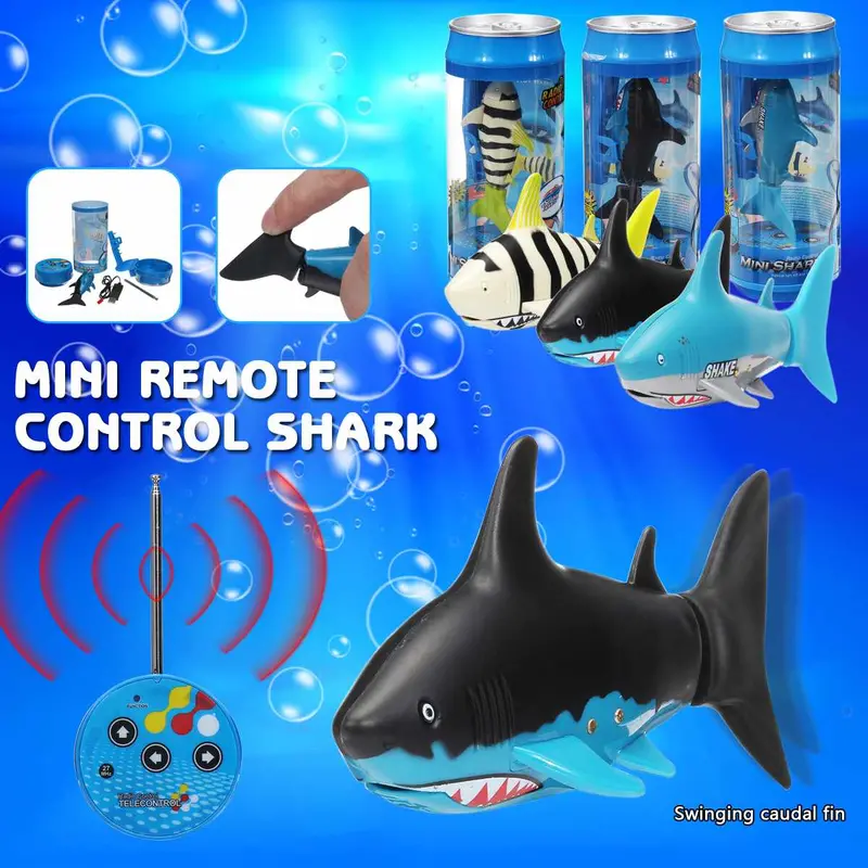 Mini Drink Can Radio Remote Control Shark Rc Usb Rechargeable Super Shark Fish Submarine Boat Underwater Toy For Kids Gift 1