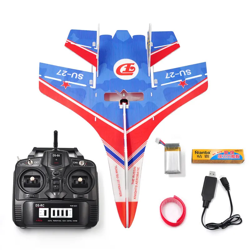Mini Su27 Kt 400Mm Wingspan Rc Airplane Ready To Fly Diy Stunt Fixed Wing War Fighter Aircraft With Battery Remote Controlled Mode 2 Rtf 1
