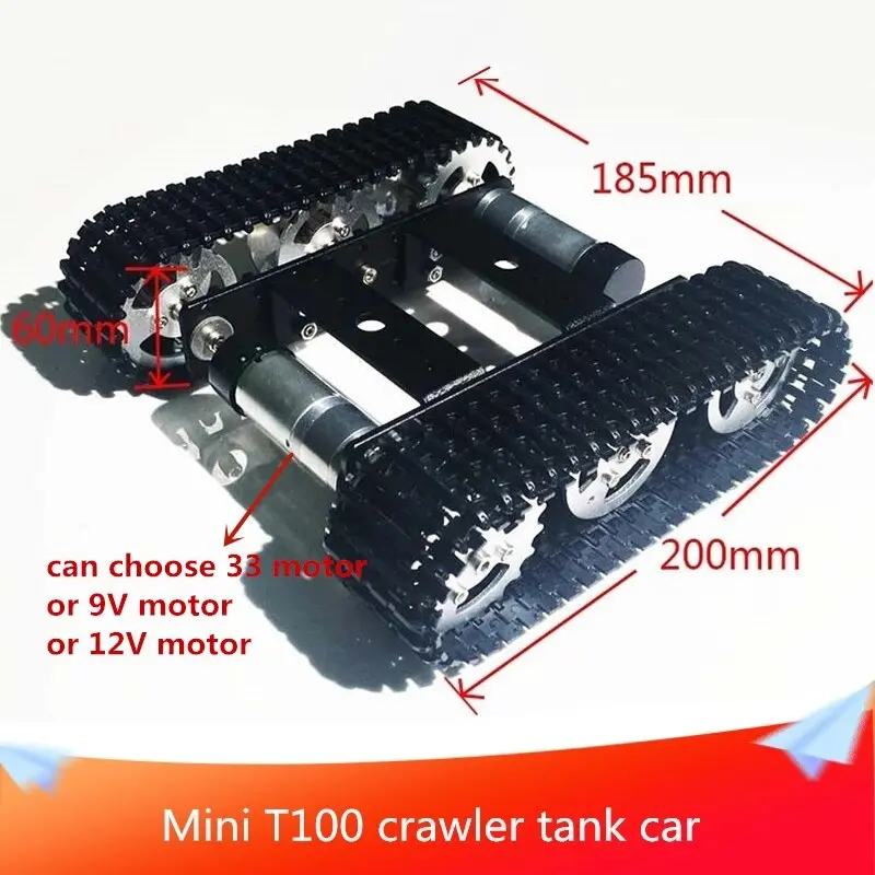 Mini T100 Aluminum Crawler Tank Car Chassis Intelligent Robot Car Maximum Load 5Kg + Ps2 Control Kit Optional Diy Rc Toy Car 1