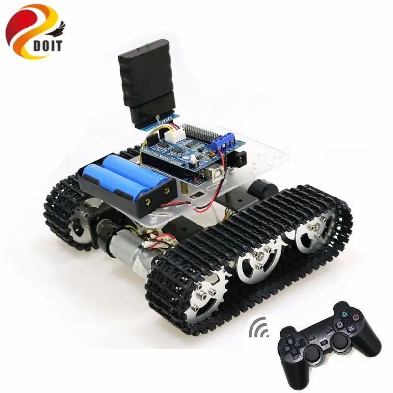 Mini T100 Handle/Bluetooth/Wifi Rc Control Robot Tank Chassis Car Kit For Arduino With Uno R3, 4 Road Motor Driver Board, Wifi 1