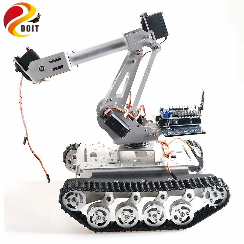 Mobile Robot With 6 Dof Mechanical Arm Ts100 Shock Absorber Tank Chassis For Grabbing Transport Diy Educational Project 1