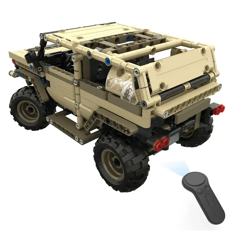 Mofun-13009 2.4G 4H Usb Charging Building Block Simulated Military Vehicle 538Pcs Diy Electric Rc Car Model For Children 1