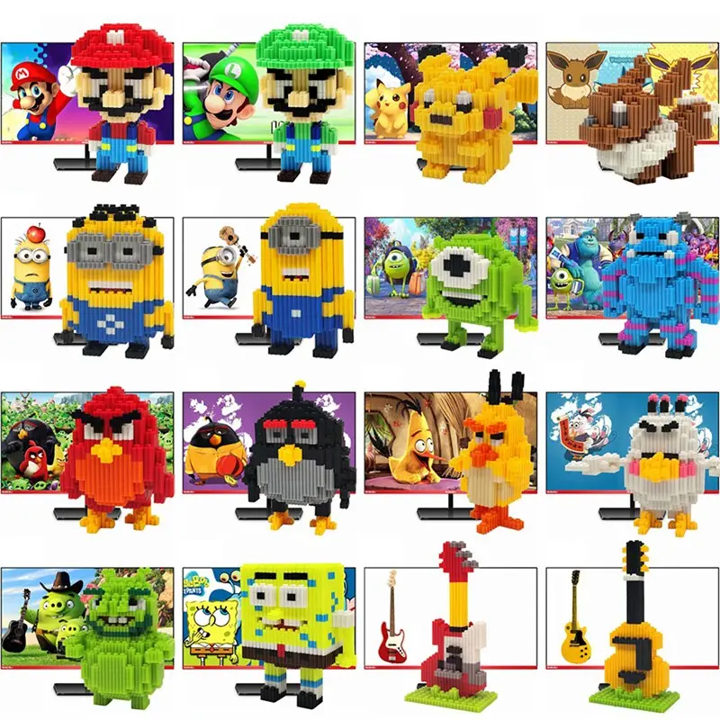 Mumueli Mini Assembly Diy Anime Game Figure Cute 3D Building Model Kit Blocks For Children Kids Resin Toys Collection Dtset-5 1
