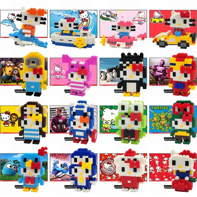 Mumueli Mini Cute Cat Assembly Diy Anime Figure 3D Building Model Kit Blocks Crafts For Girl Children Kids Resin Toys Dtset-1 1