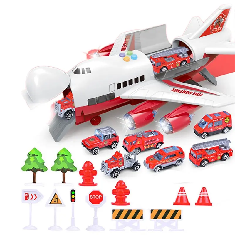 Music Story Simulation Track Inertia Children's Toy Aircraft Storage Passenger Plane Police Fire Rescue Baby Boy Toy Car 1