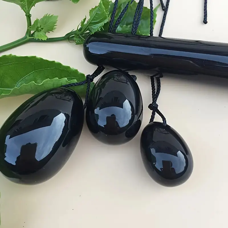 Natural Obsidian Geisha Egg Set. 1