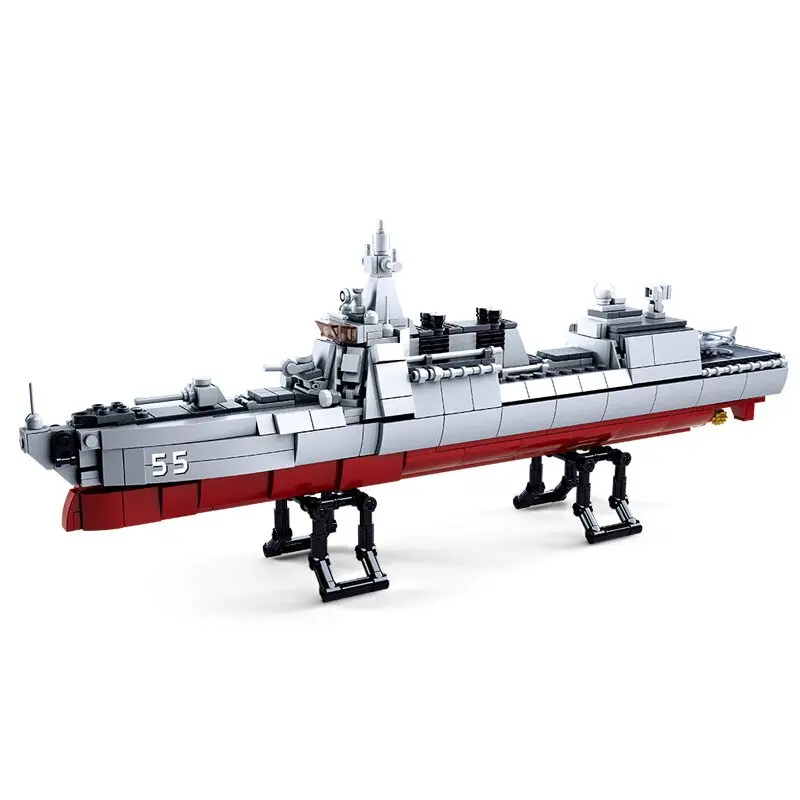 Navy Battle Ship Aircrafted Carrier Ruiser Military Submarine Naval Destroyer Warship Model Building Block Legoingly Toys 1