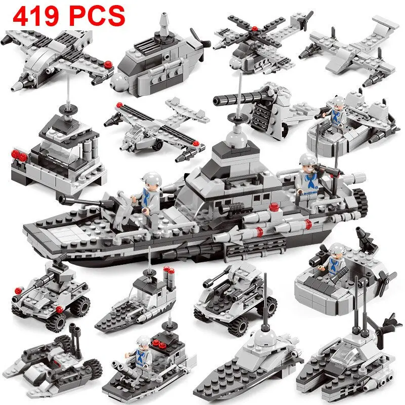 Navy Submarine Compatible Legoed Military Ship Plane Aircrafted Carrier Warship Battle Cruiser Frigate Model Building Blocks Toy 1