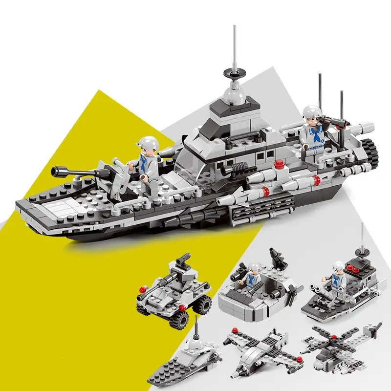 Navy Submarine Compatible Legoed Military Ship Plane Aircrafted Carrier Warship Battle Cruiser Frigate Model Building Blocks Toy 2