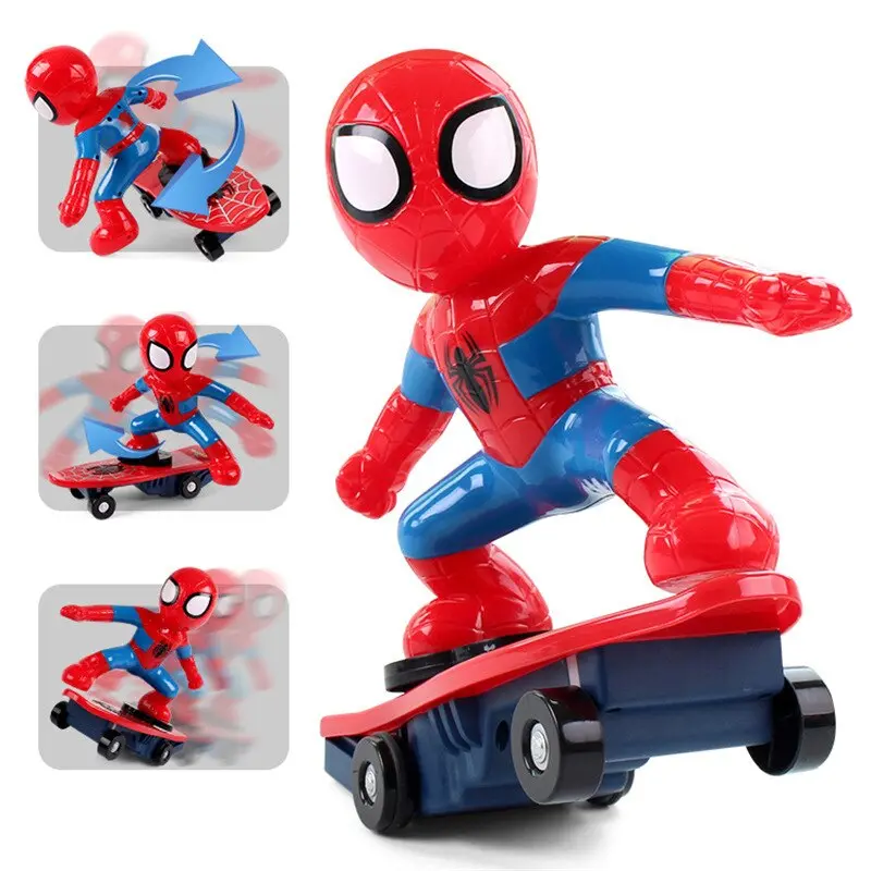 Never Fall Down Rc Skateboard Spiderman Light Sound Toys Flash Rc Toy For Kids Rc Skateboard 1
