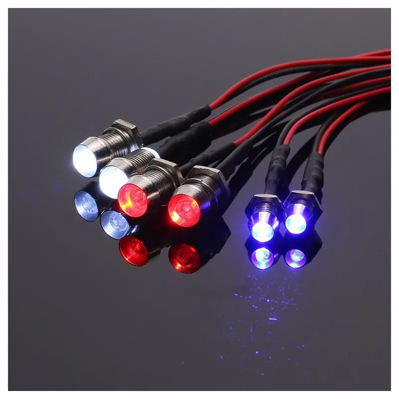 New 6 Led Light Kit 2 White 2 Red 2 Blue For 1/10 1/8 Traxxas Hsp Scx10 D90 Hpi Rc Car 1