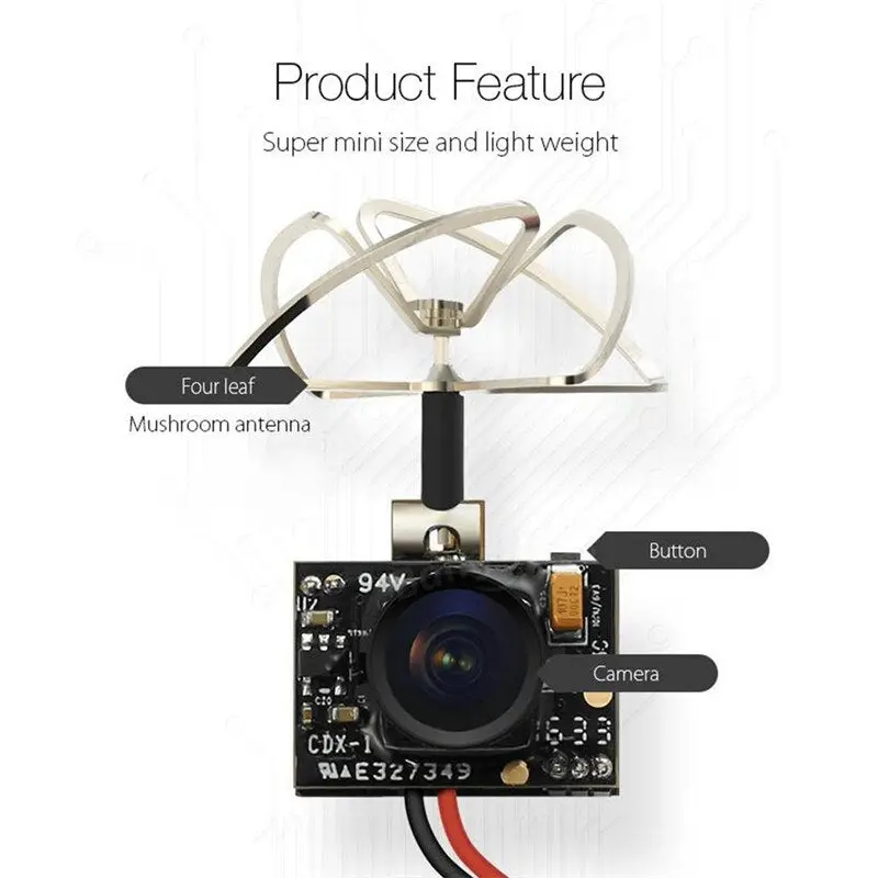 New Arrival Eachine Tx02 Super Mini Aio 5.8G 40Ch 200Mw Vtx 600Tvl 1/4 Cmos Fpv Camera For Fpv Multicopter 5